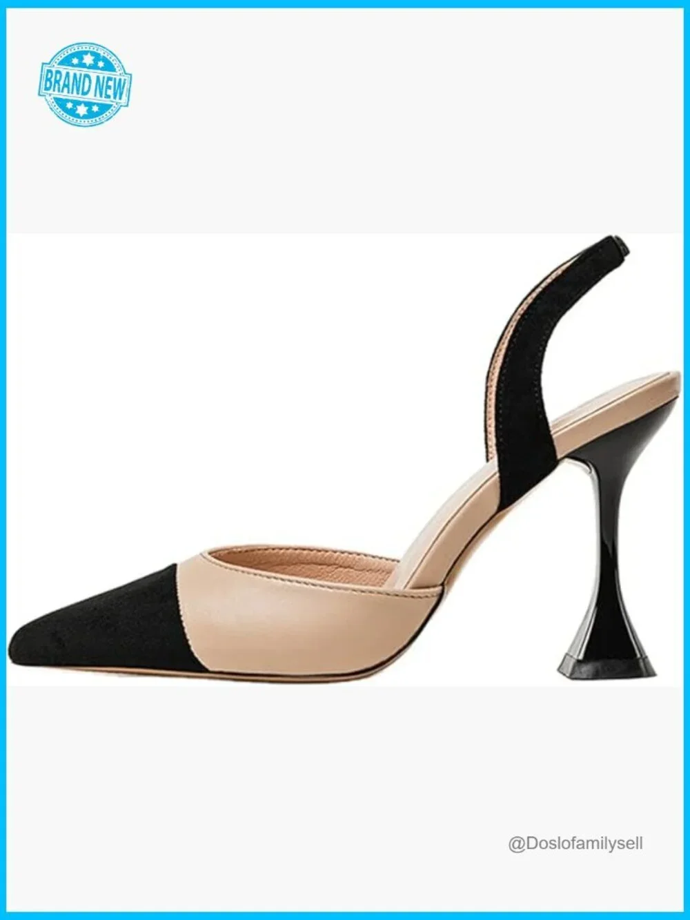 Pointed Toe Slingback Pumps Stiletto Heels Patchwork Dress Party Shoes